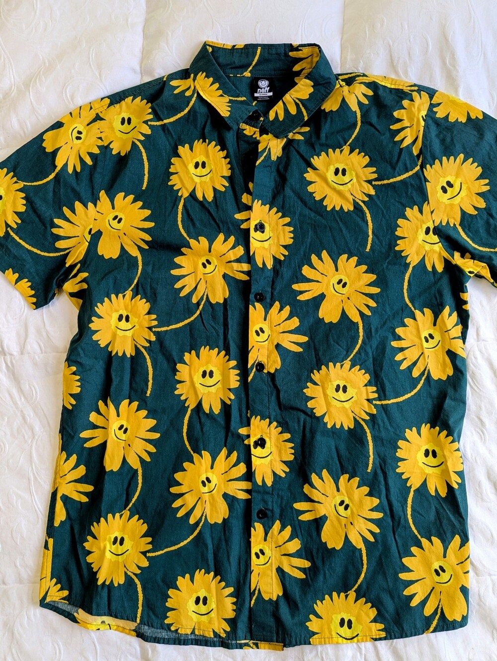 Neff Happy Sunflower Summer Button Up Men's XL